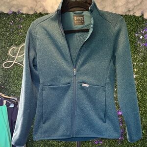 FIGS Women's Teal Teddy Zip-Up Jacket
